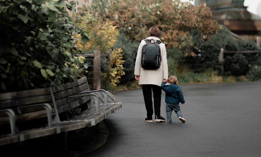 parent and child on a walk for free fun activities