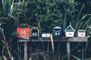 mailboxes of neighborhood families